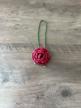 Handmade Red Rose Crochet Charm Keychain